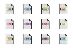 Set Of File Formats Icons Product Image 1