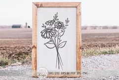 Daisy Flower Arrangement SVG | Farmhouse Sign Art | dxf and Product Image 1