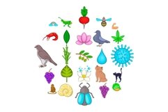 Full blooded icons set, cartoon style Product Image 1