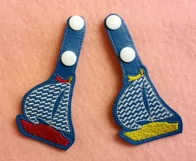 ITH Sailboat Vinyl Key Fob or Bag Tag - Snap Tab Machine Embroidery Product Image 3