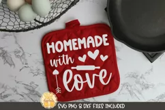 Valentine's Day Pot Holder SVG | Homemade With Love Product Image 1