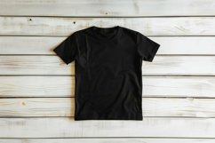 Gildan Black T-shirt Mockup on white wooden planks Product Image 1