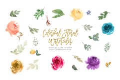 Watercolor floral clipart, Colorful Floral Watercolor Elemen Product Image 1