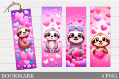 Valentines Sloth Bookmark. Valentines Bookmark Printable Product Image 1