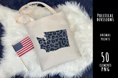 Political divisions of the US. Denim leopard skin print Product Image 1