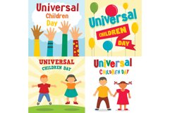 Universal children day banner set, flat style Product Image 1