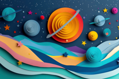 Paper Cut Solar System Background Wallpaper Product Image 1