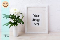 White frame mockup with chrysanthemum in vase Product Image 1