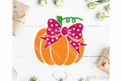 Pumpkin With Bow svg, Cute pumpkin svg, girl pumpkin svg Product Image 2