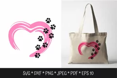 Dog Paw Print SVG. Love dog paw SVG. Dog Heart Frame SVG Product Image 2