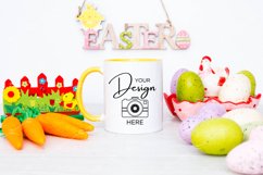 Easter Mug Mockup 11 Oz Blank White Coffee Cup Yellow Handle Product Image 1