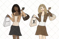 Shopping Girl Watercolor Clipart Product Image 2