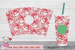 Rose SVG for tumbler Full Wrap Venti Cold Cup 24 oz Product Image 1