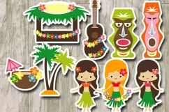 Hawaii luau party graphics - Hawaiian girls, tiki booth Product Image 2