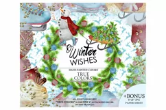 Winter Clip Art Watercolor Hand-Painted Clip Art Red Green Product Image 1