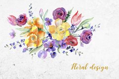 Bouquet flowers colorful mix watercolor png Product Image 2