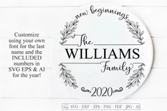 Family Last Name Wreath With Year Farmhouse Sign SVG EPS PNG Product Image 1