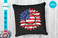 Patriotic Sunflower Svg, USA Flag Sunflower Svg Product Image 3