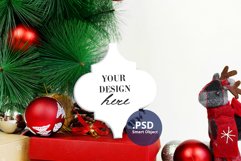 White Arabesque Mockup Ornament, Sublimation Ornament PSD Product Image 2