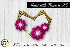 Layered flowers. Valentine heart . Valentine's day Papercut. Product Image 1