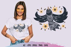 Hand Drawn Folk Art Bird and Flowers SVG Product Image 1