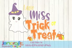 Halloween Svg Little Miss Trick or Treat Ghost SVG Cut file Product Image 2