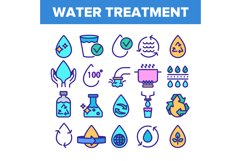 Color Water Treatment Signs Icons Set Vector Product Image 1