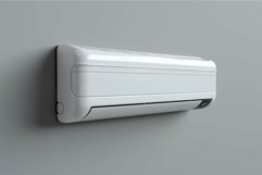 Modern air conditioner mounted on gray wall cooling a room Product Image 1