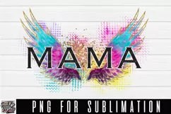Mama watercolor Sublimation Design|Angel Wings Product Image 2