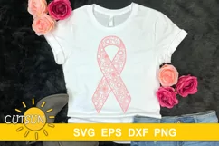 Breast cancer SVG | Pink Ribbon svg | Floral pink ribbon SVG Product Image 1