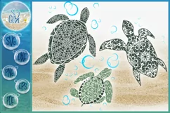Turtle Family Mandala Zentangle SVG | Turtle SVG Product Image 1