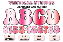 Stripes Alphabet Letters &amp; Numbers Clipart PNG 300DI Product Image 1
