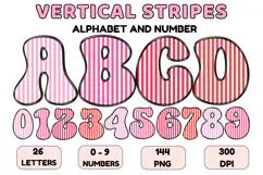 Stripes Alphabet Letters & Numbers Clipart PNG 300DI Product Image 1
