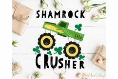 Monster truck svg, St Patrick's day svg, Shamrock crusher Product Image 1