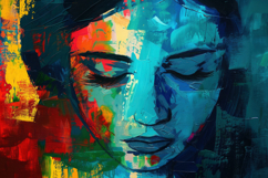 Painting of a Womans Face Background Wallpaper Product Image 1