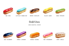 Watercolor colorful eclair clipart 11 rainbow french dessert Product Image 2