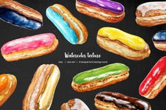 Watercolor colorful eclair clipart 11 rainbow french dessert Product Image 4