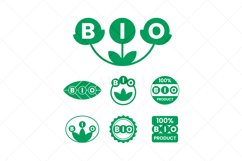 Eco friendly product labels, tags, icons. Eco, bio stickers. Bio labels for healthy food, natural products. Minimal design organic icons. Flat vector illustration