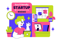 10 Eco Friendly Startup Office Illustration Product Image 1