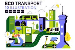 10 Eco Friendly Transportation Illustration Product Image 1