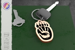 Bear Paw Handprint Keychain SVG, Wild Nature Symbol Product Image 1