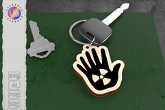 Radiation Hand Keychain SVG Layered File, Eco Laser Cut Product Image 1