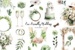 Watercolor Eco-Friendly wedding clipart. Zero waste wedding Product Image 1