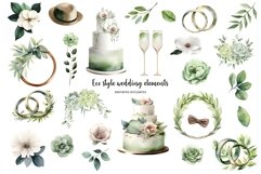 Watercolor Eco-Friendly wedding clipart. Zero waste wedding Product Image 6