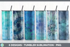 Bundle of six blue tie dye sublimation tumbler designs.