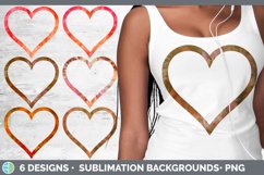 Bundle of six orange tie dye heart frames clipart.