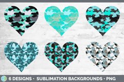 Glitter Teal Camo Hearts Clipart Product Image 2