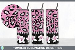 Pink Animal Print Tumbler | Flower Skinny Tumbler Product Image 5