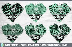 Green Animal Print Distressed Heart Clipart | Flower Hearts Product Image 2