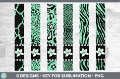 Green Animal Print Key Fob | Flower Wristlet Sublimation Product Image 2